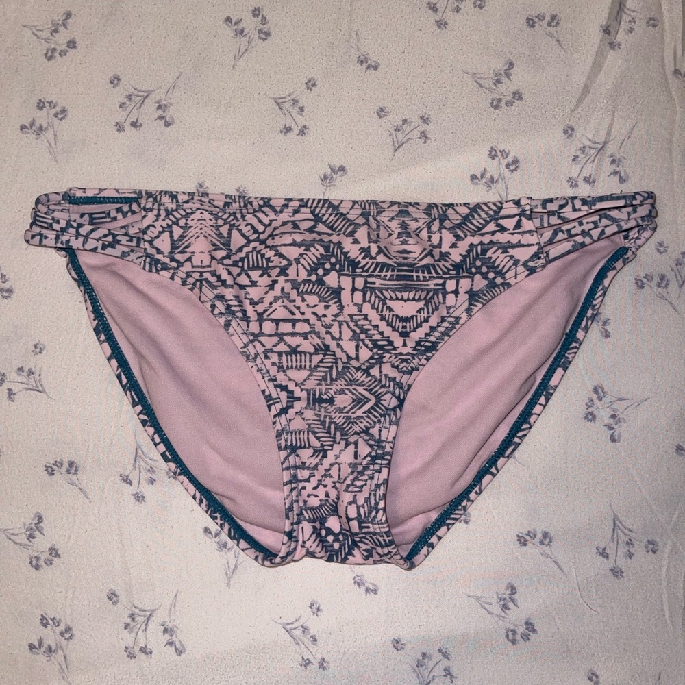 Pink and Gray Patterned Bikini Bottom